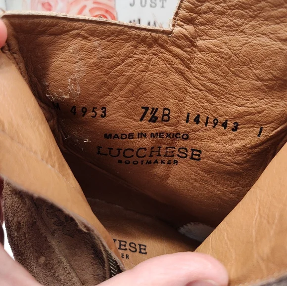 🥰EUC Lucchese Catalina Floral Genuine Leather Distressed Zip Ankle Boots, 7.5 - Picture 13 of 16